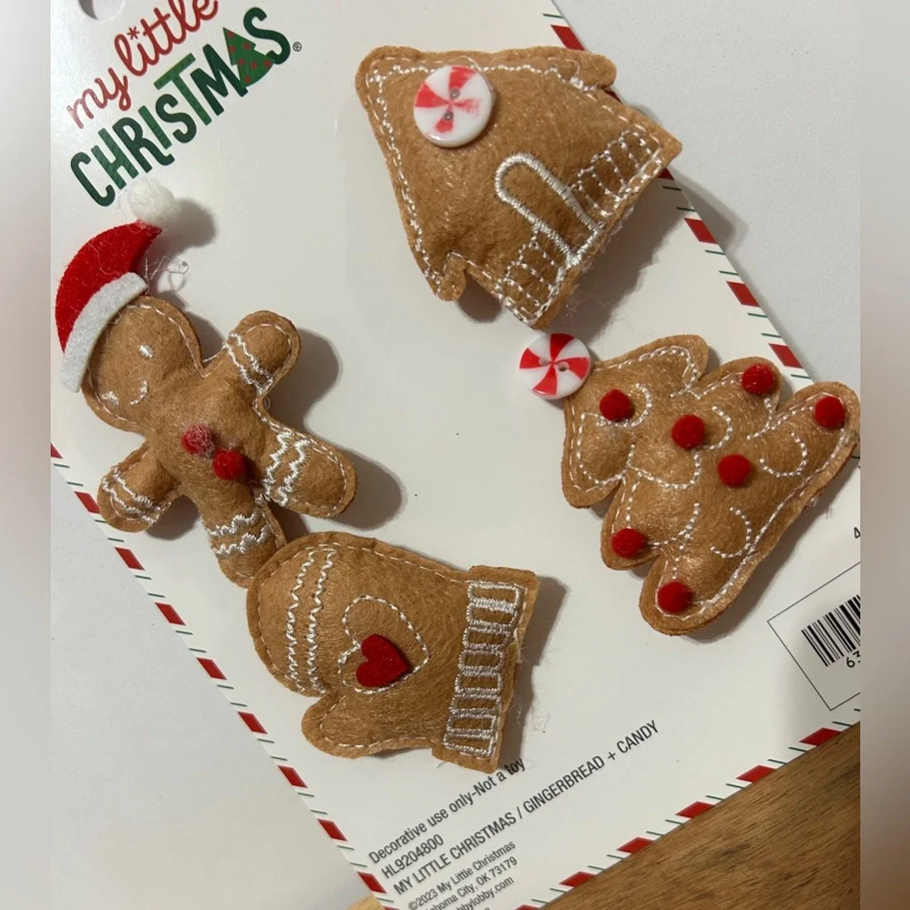 My Little Christmas Mini Plush Gingerbread Ornaments 4 Piece 2” NEW